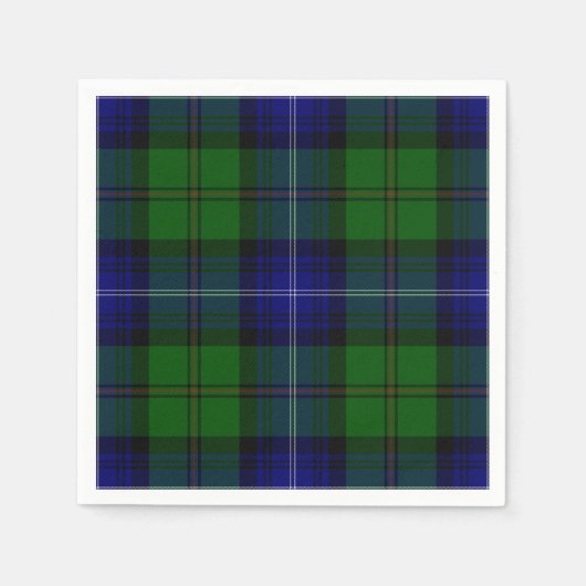 Urquhart tartan blauwe groene vleid servetten (Voorkant)