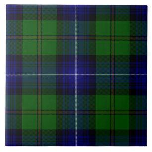 Urquhart tartan blauwe groene vleid tegeltje