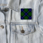 Urquhart tartan blauwe groene vleid vierkante button 5,1 cm (In situ)