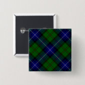 Urquhart tartan blauwe groene vleid vierkante button 5,1 cm (Voorkant /achterkant)