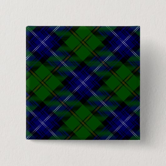 Urquhart tartan blauwe groene vleid vierkante button 5,1 cm (Voorkant)