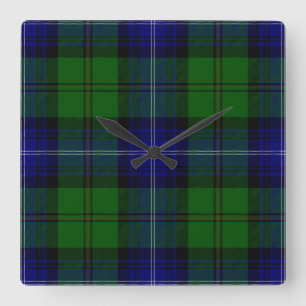 Urquhart tartan blauwe groene vleid vierkante klok