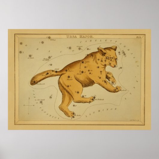 Ursa Major - Astronomisch Star Chart Afbeelding Poster (Voorkant)