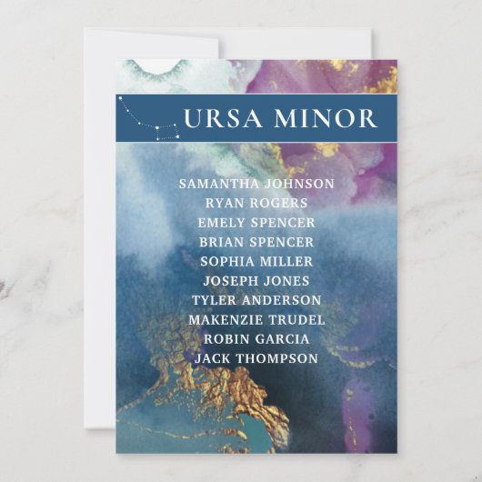 Ursa Minor Table Number Celestial Seating Chart Kaart (Achterkant)