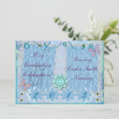 Urse Graduation Invitations Feminine Blue Kaart (Staand voorkant)