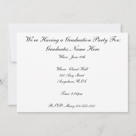 Urse Graduation Invitations Feminine Blue Kaart (Achterkant)