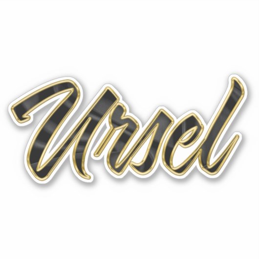 Ursel black gold Lettering Aufkleber Sticker (Voorkant)