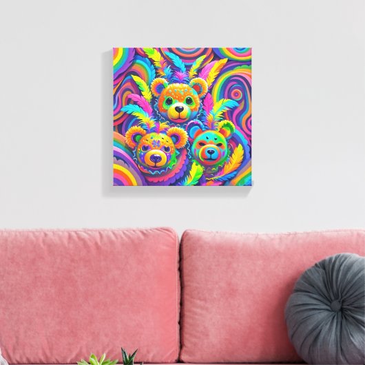 Ursinhos com máscara para o carnaval  canvas afdruk (Insitu (Woonkamer))