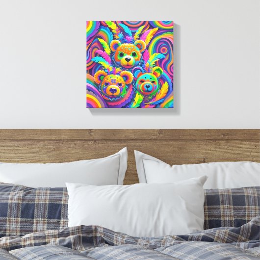 Ursinhos com máscara para o carnaval  canvas afdruk (Insitu (Slaapkamer))