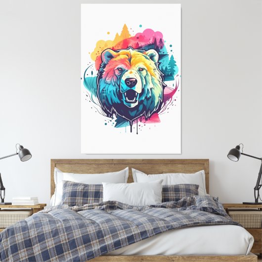 Urso vibrante canvas afdruk (Insitu (Slaapkamer))