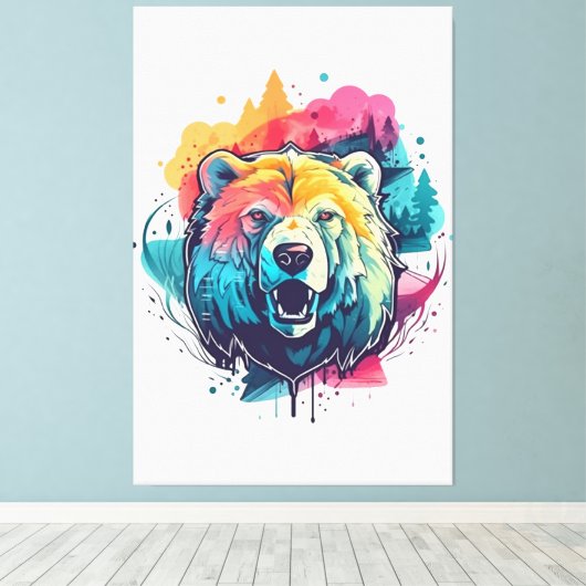 Urso vibrante canvas afdruk (Insitu (Houten vloer))