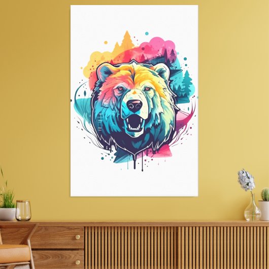 Urso vibrante canvas afdruk (Insitu (Woonkamer))