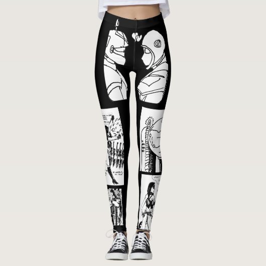 Ursula LEatherneck Punk Comic Strip Art Leggings (Voorkant)