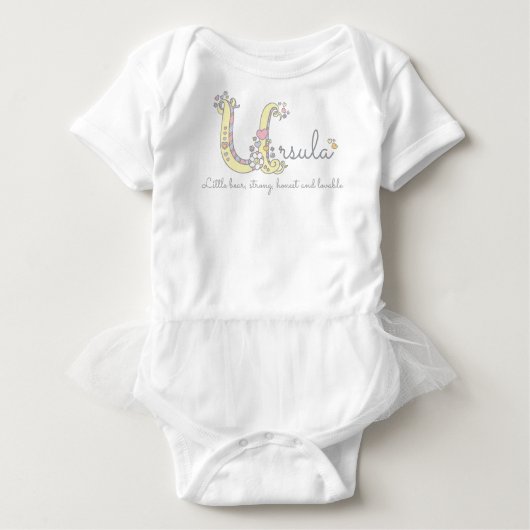 Ursula meisjesnaam betekent U monogram letter Romper (Voorkant)