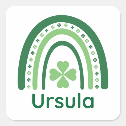 Ursula Name Clover Boho Rainbow Vierkante Sticker (Voorkant)