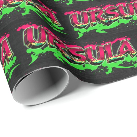 Ursula Vorname Name Graffiti red green Cadeaupapier (Rol Hoek)