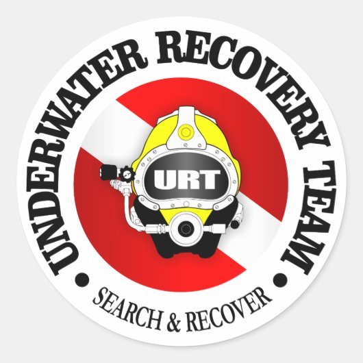 URT (Onderwater Recovery Team) Ronde Sticker (Voorkant)
