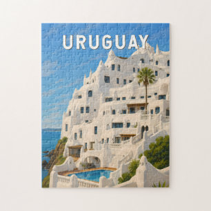 Uruguay Casapueblo Illustratie Reis Kunst Vintage Legpuzzel