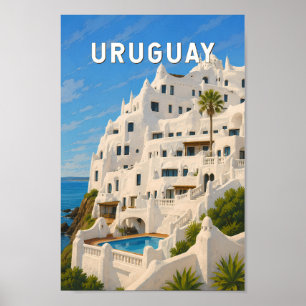 Uruguay Casapueblo Illustratie Reis Kunst Vintage Poster