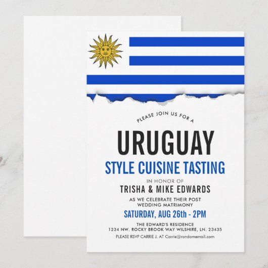 Uruguay Cuisine | Vlaggenuitnodiging Kaart (Voorkant / Achterkant)