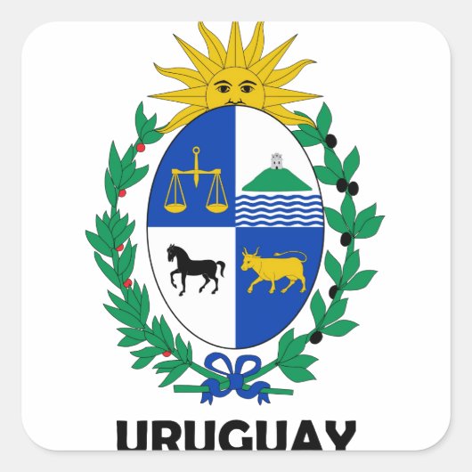 URUGUAY-embleem/vlag/wapen/symbool Vierkante Sticker (Voorkant)