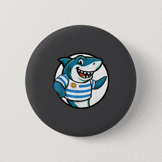Uruguay Flag Shark Funny Uruguayan Ronde Button 5,7 Cm (Voorkant)