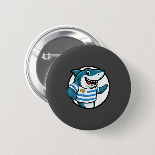Uruguay Flag Shark Funny Uruguayan Ronde Button 5,7 Cm (Voorkant /achterkant)