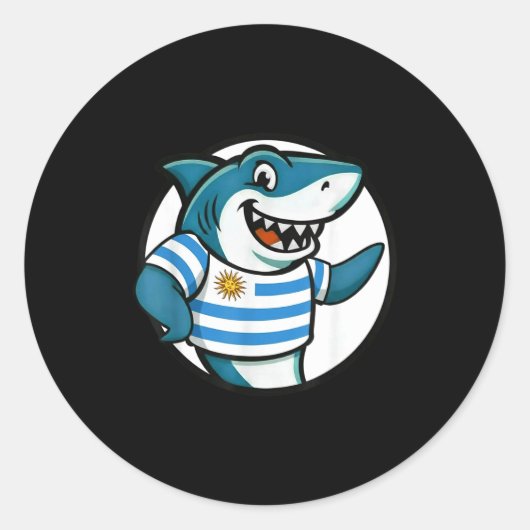 Uruguay Flag Shark Funny Uruguayan  Ronde Sticker (Voorkant)