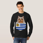 Uruguay Flag Silky Terrier Dog In Pocket T-shirt (Voorkant volledig)