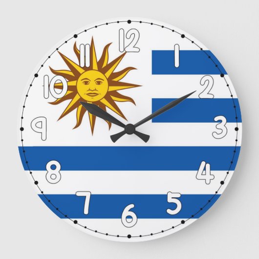 Uruguay Flag Wall Clock – Patriotic Home & Office  Grote Klok (Voorkant)