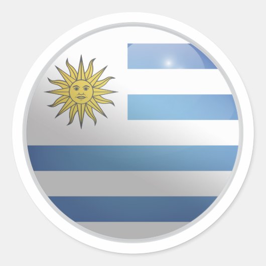 Uruguay Glossy Circle Flag Ronde Sticker (Voorkant)