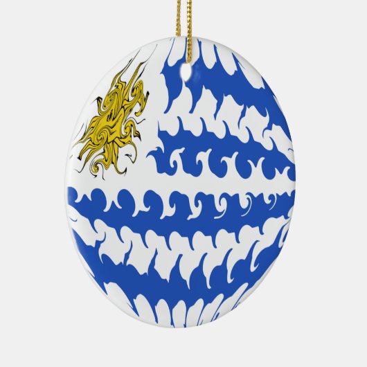 Uruguay Gnarly Flag Keramisch Ornament (Rechts)