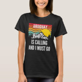 Uruguay Is Calling And I Must Go Wavy Sunset T-shirt (Voorkant)