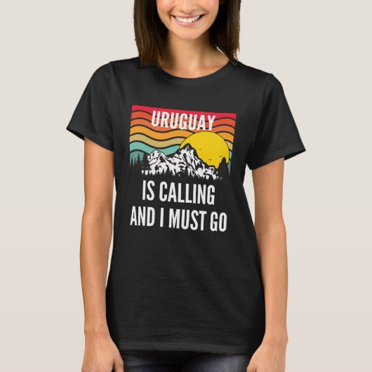 Uruguay Is Calling And I Must Go Wavy Sunset T-shirt (Voorkant)