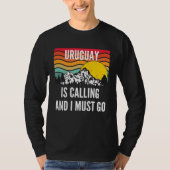Uruguay Is Calling And I Must Go Wavy Sunset T-shirt (Voorkant)