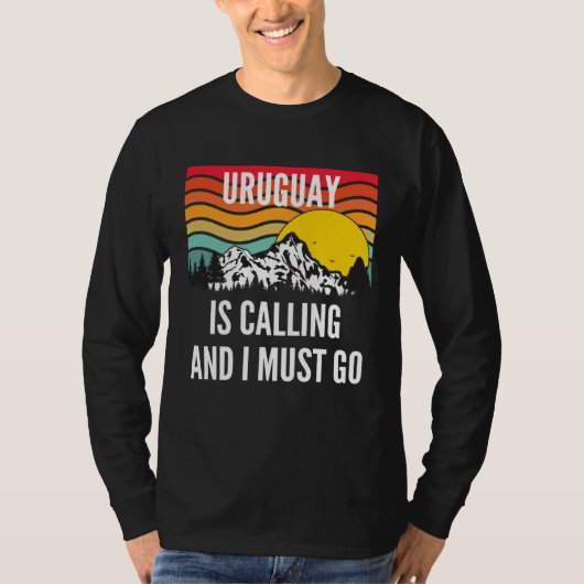Uruguay Is Calling And I Must Go Wavy Sunset T-shirt (Voorkant)