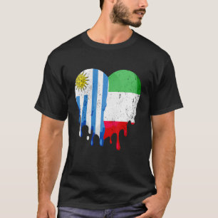 Uruguay Italië Vlag Heart Citizen Groot Patriot Co T-shirt