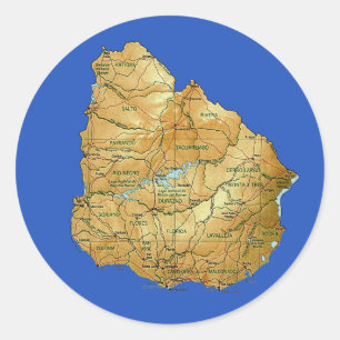 Uruguay-kaartsticker Ronde Sticker