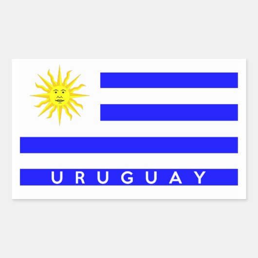 URUGUAY LAND VLAG SYMBOLEN NAAM TEKST RECHTHOEKIGE STICKER (Voorkant)