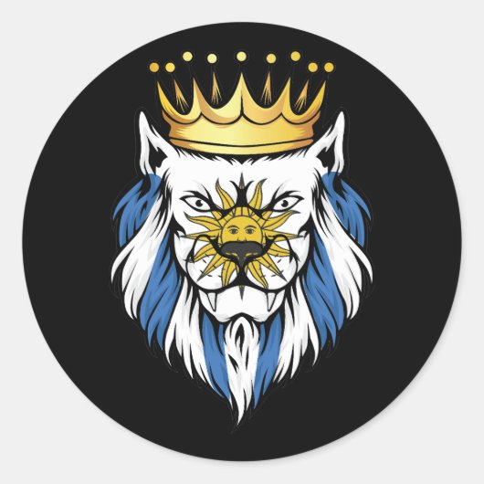 Uruguay Lion King Flag Ronde Sticker (Voorkant)