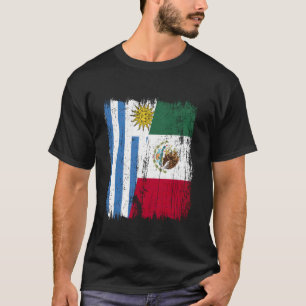 Uruguay Mexico Halve Vlag Uruguayaanse Mexicaanse T-shirt