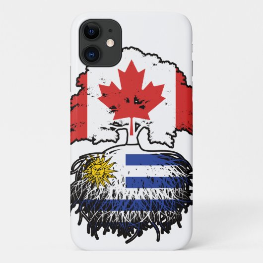 Uruguay Uruguayaanse Canadese vlag over boomstamme Case-Mate iPhone Case (Achterkant)