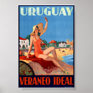 Uruguay Veraneo Ideal Vintage Reisposter Poster
