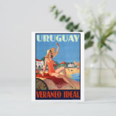 Uruguay Veraneo Ideal Vintage Travel Poster Briefkaart (Staand voorkant)