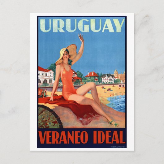 Uruguay Veraneo Ideal Vintage Travel Poster Briefkaart (Voorkant)