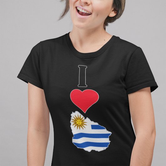 Uruguay Vertical I Love Uruguayan Flag Map Womens T-shirt