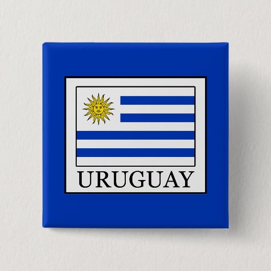 Uruguay Vierkante Button 5,1 Cm (Voorkant)