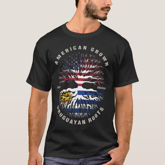 Uruguay-vlag Amerikaanse Grown Uruguayan Roots T-shirt (Voorkant)