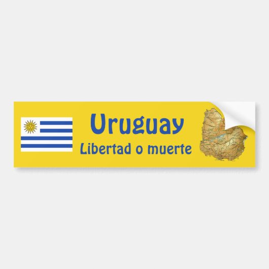 Uruguay Vlag en Landkaart Bumpersticker (Voorkant)
