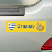 Uruguay Vlag Hart + Landkaart Bumpersticker (Op auto)